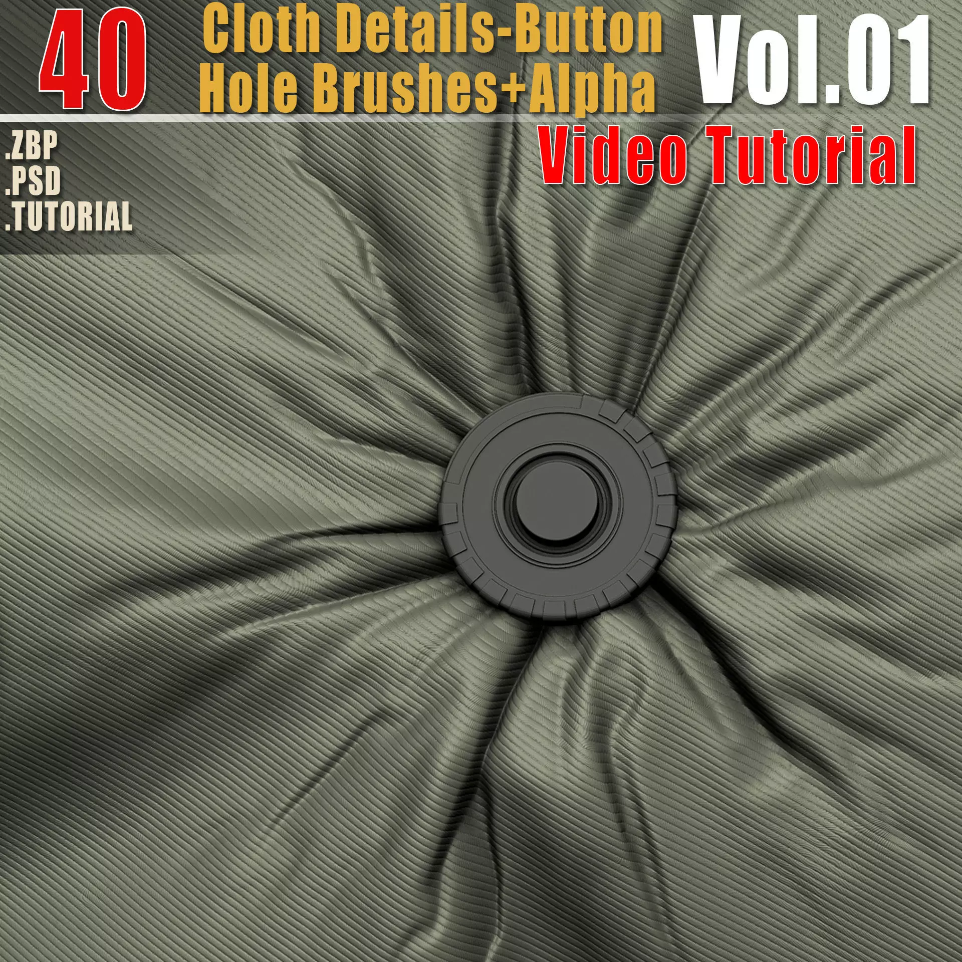 40 Cloth Details Button Hole Brushes Alpha Vol01  Video Tutorial 3D model_0
