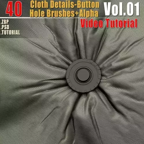 40 Cloth Details Button Hole Brushes Alpha Vol01  Video Tutorial 3D model