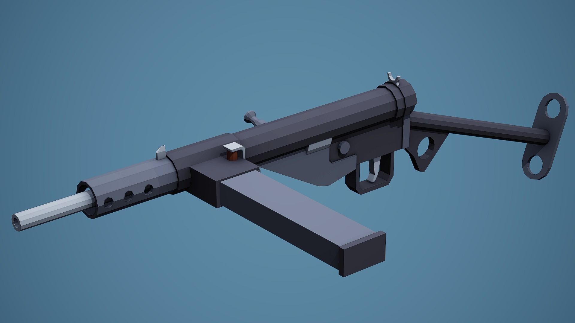 Stylized Sten SMG - Low Poly Mobile Ready Low-poly 3D model_2