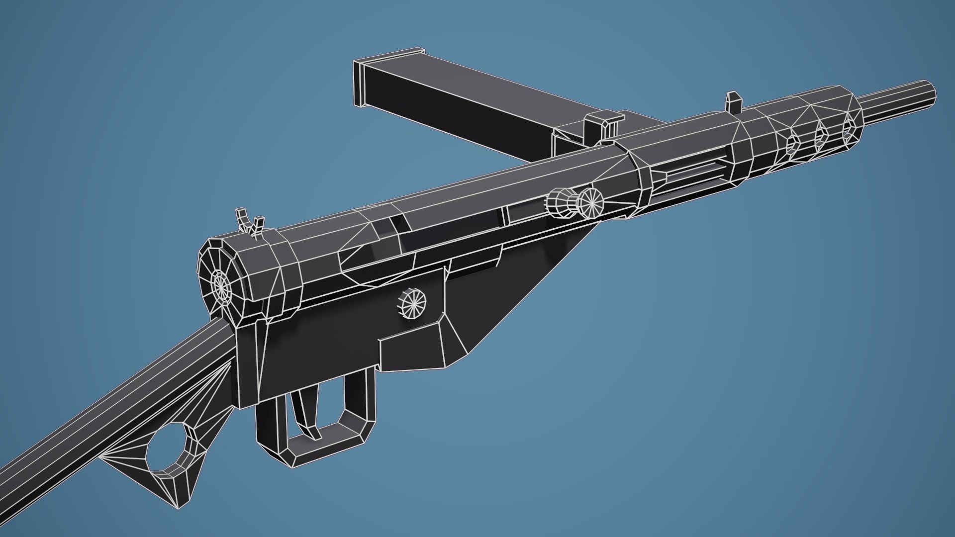 Stylized Sten SMG - Low Poly Mobile Ready Low-poly 3D model_9
