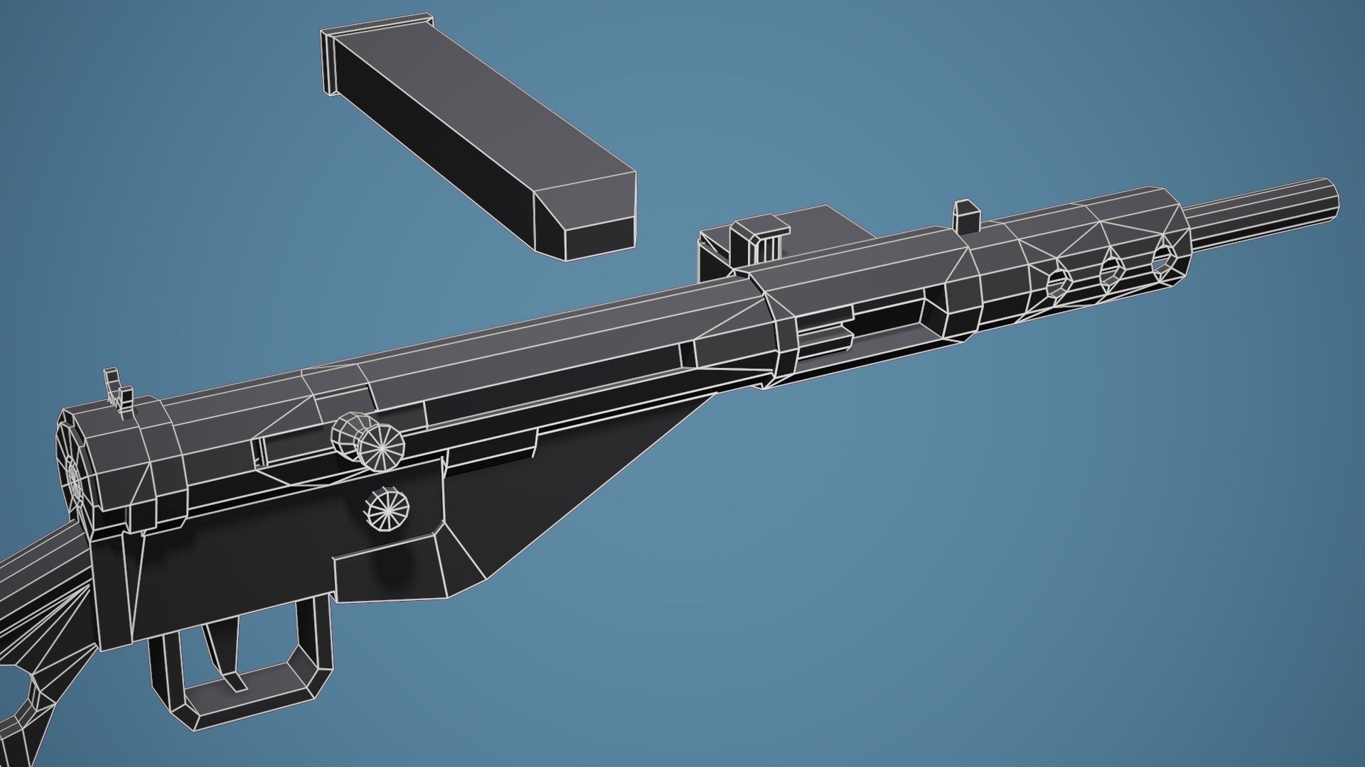 Stylized Sten SMG - Low Poly Mobile Ready Low-poly 3D model_13