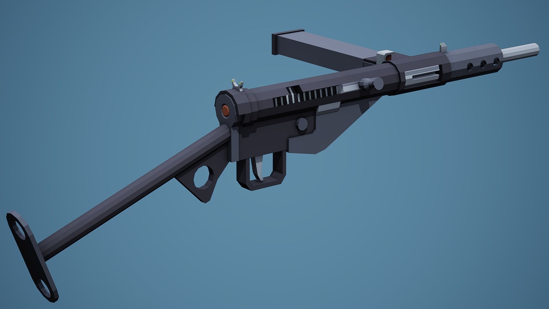 Stylized Sten SMG - Low Poly Mobile Ready Low-poly 3D model_1