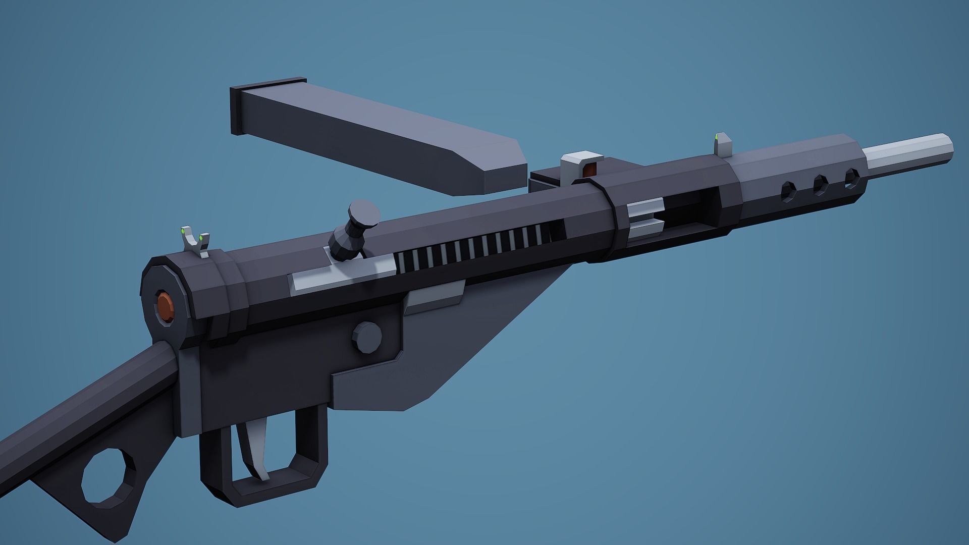 Stylized Sten SMG - Low Poly Mobile Ready Low-poly 3D model_5