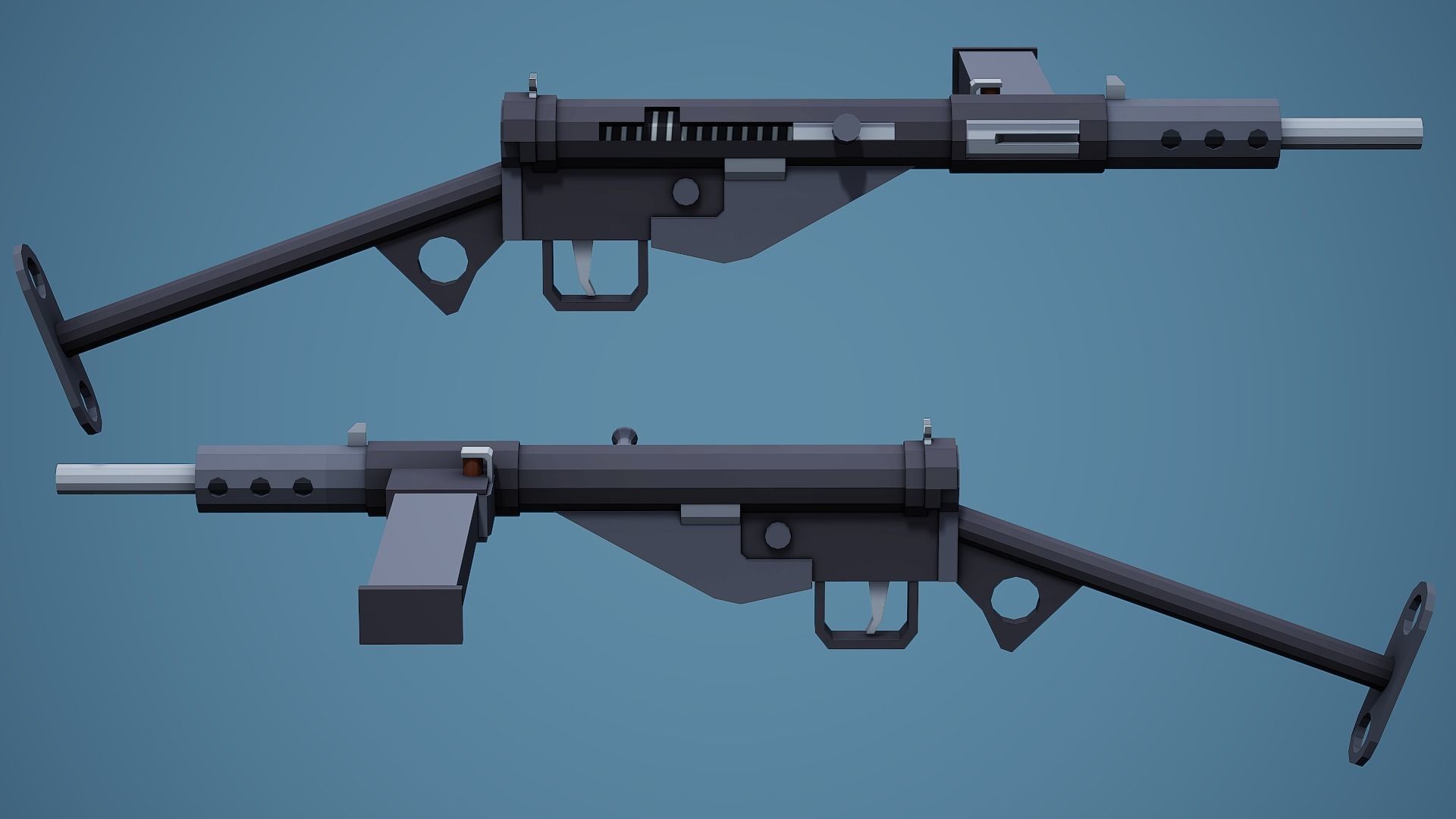 Stylized Sten SMG - Low Poly Mobile Ready Low-poly 3D model_3