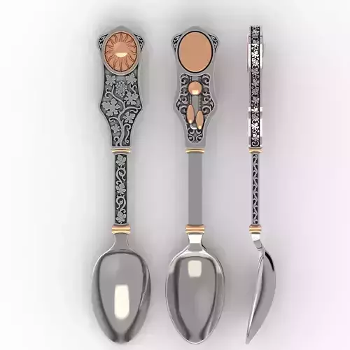 Silver spoon on the first tooth 3D print model