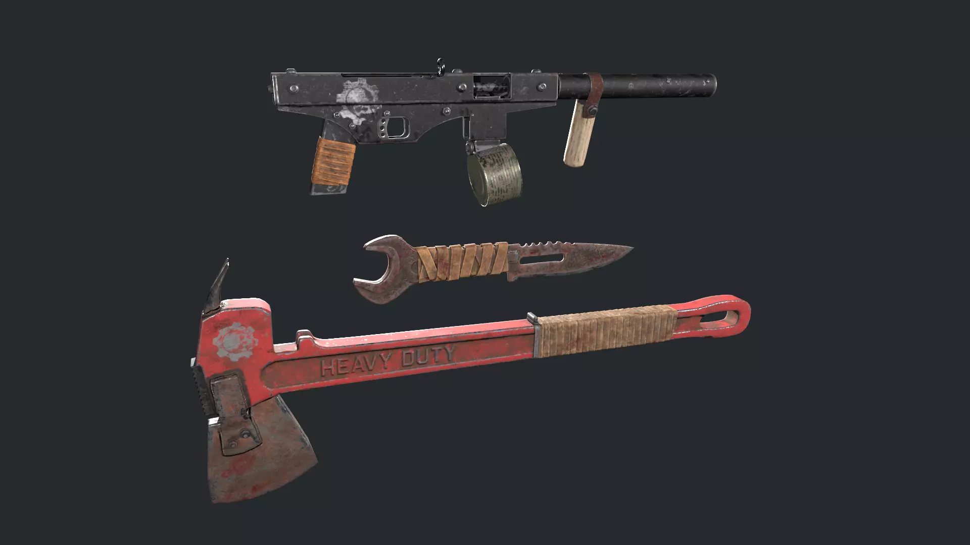 post-apocalyptic weapons Low-poly 3D model_0