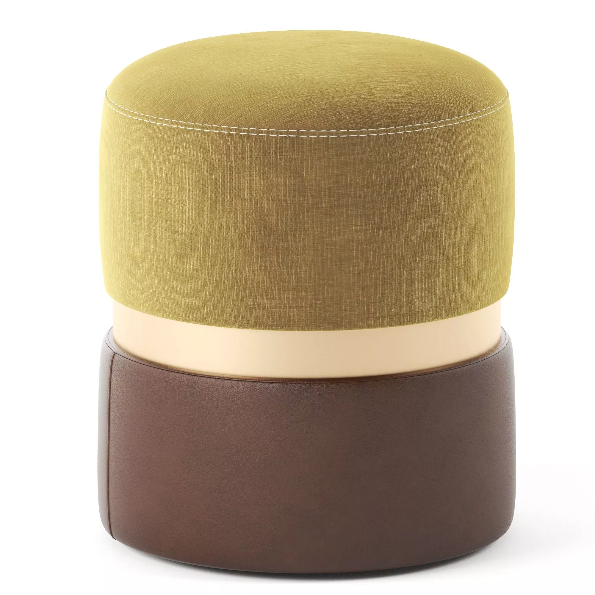 pufic stool velvet and leather Free 3D model