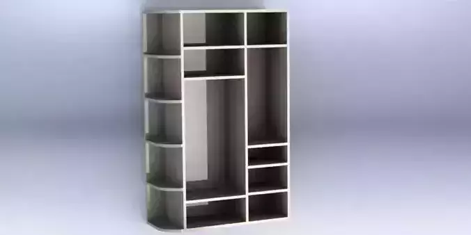 cupboard shelving unit with shelves and drawers