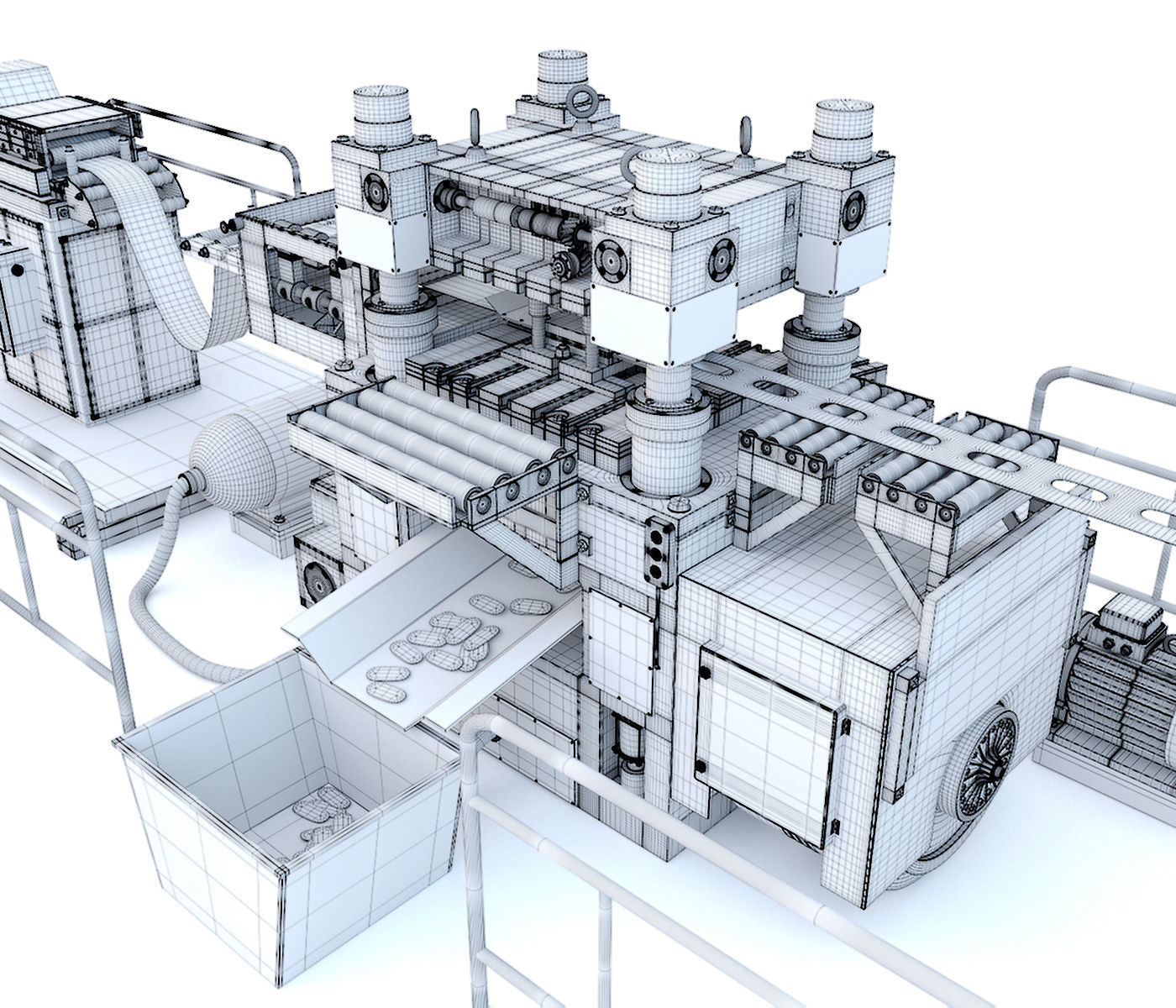 Industrial mechanical press-stamping machine tool AV6230 3D model_13