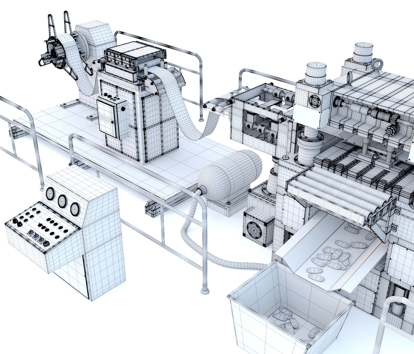 Industrial mechanical press-stamping machine tool AV6230 3D model_16