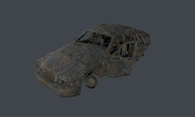 Apocalyptic Damaged Destroyed Vehicle Car Game Ready 20 Low-poly 3D model