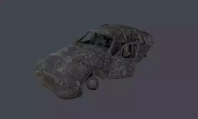 Apocalyptic Damaged Destroyed Vehicle Car Game Ready 21