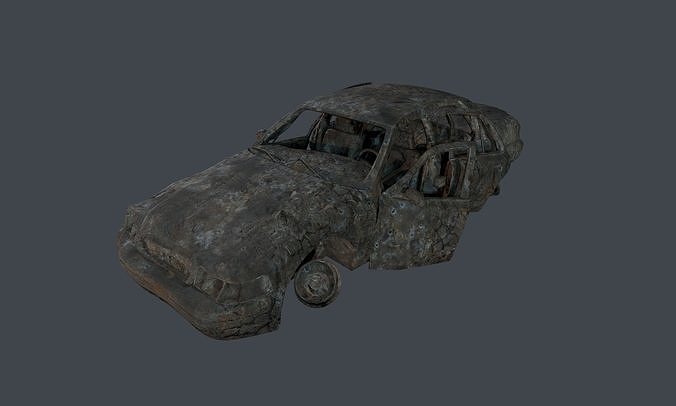 Apocalyptic Damaged Destroyed Vehicle Car Game Ready 21 Low-poly 3D model