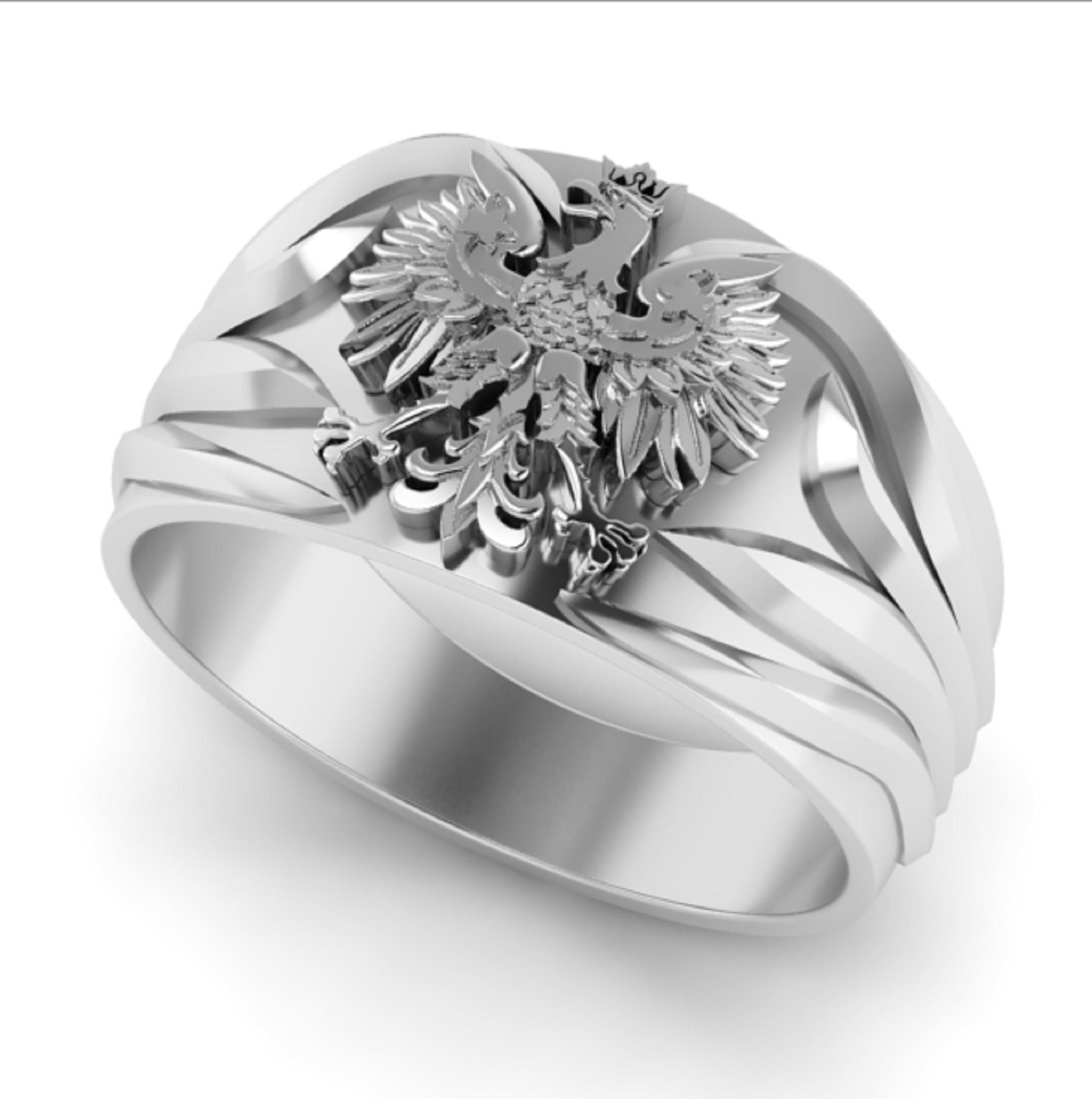 mens signet  ring with coat of arms of poland 3D print model_5