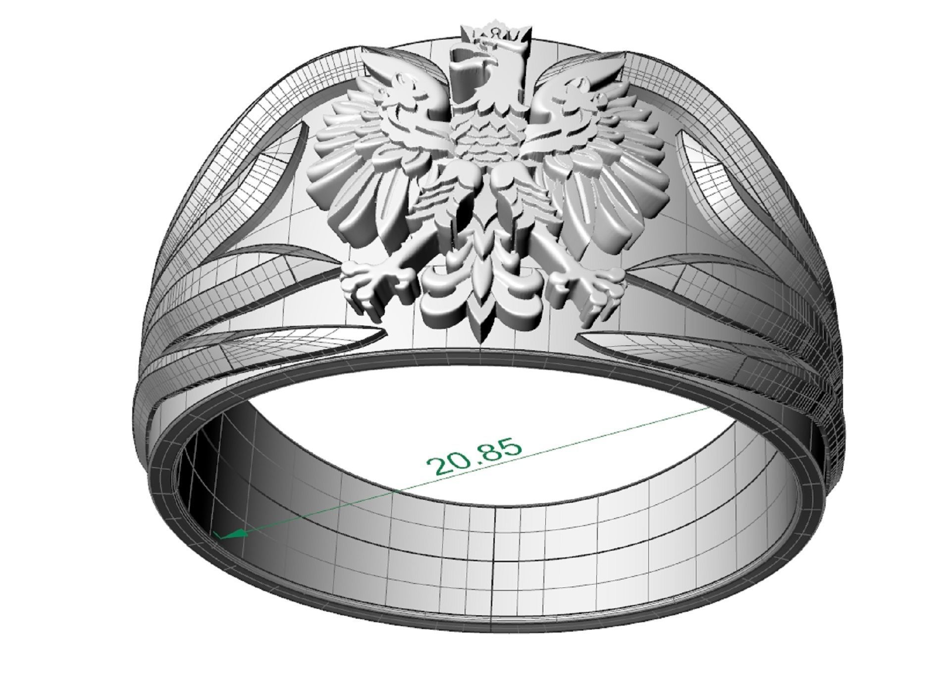 mens signet  ring with coat of arms of poland 3D print model_4