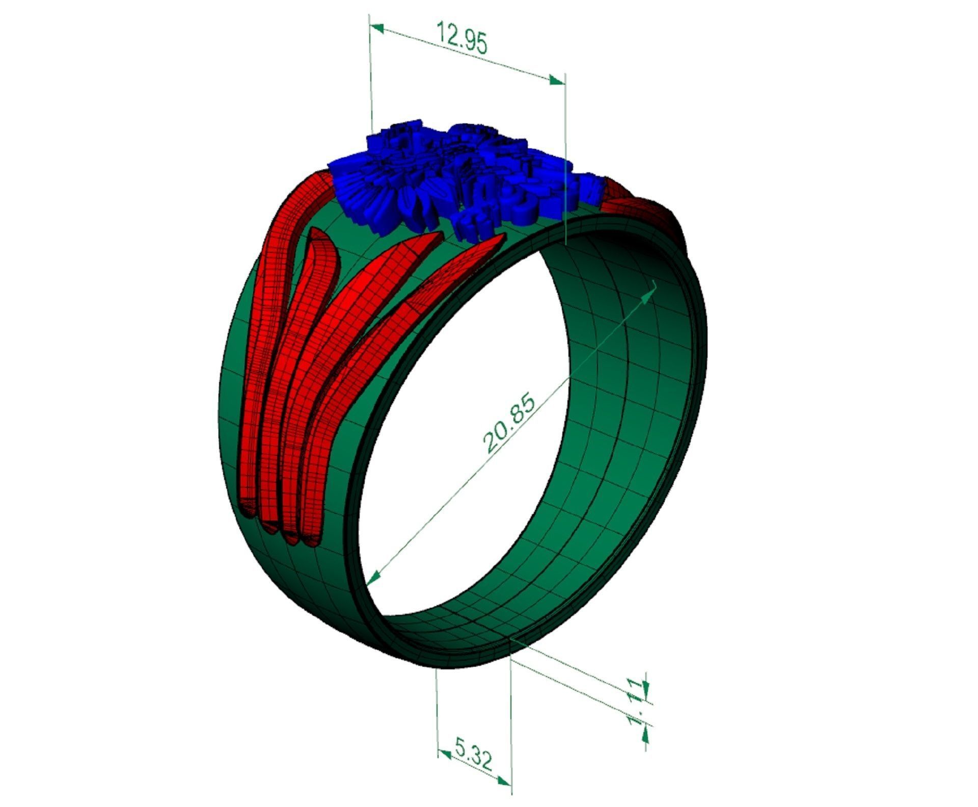 mens signet  ring with coat of arms of poland 3D print model_8