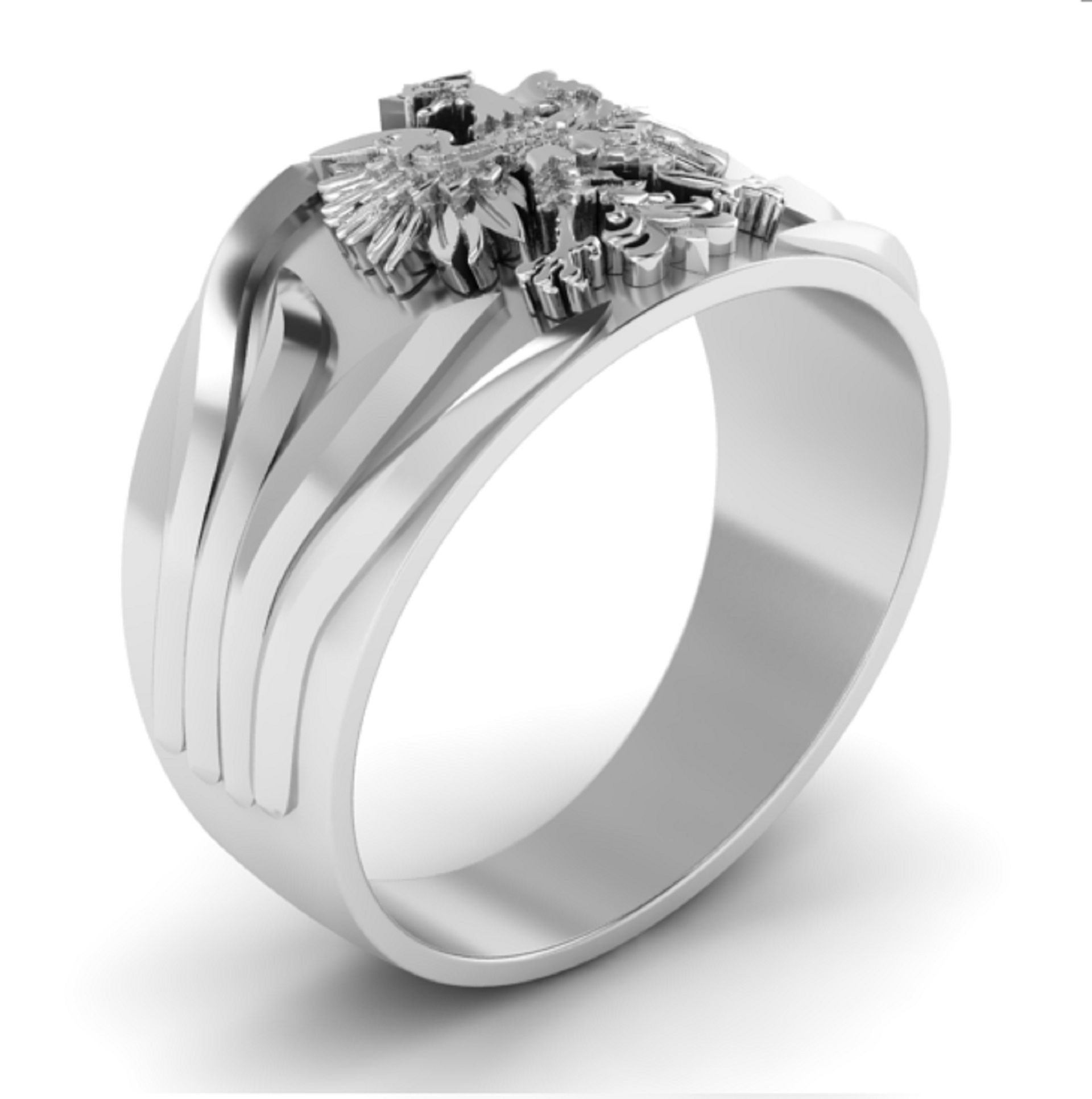 mens signet  ring with coat of arms of poland 3D print model_9