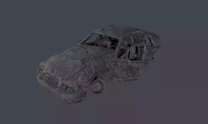 Apocalyptic Damaged Destroyed Vehicle Car Game Ready 24