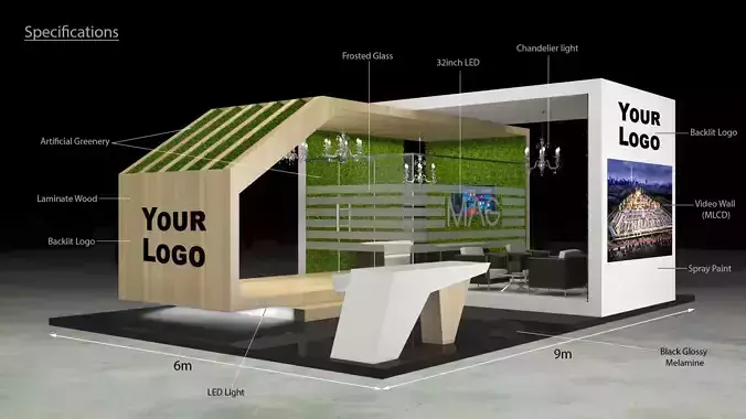 Exhibition Stand - 9m x 6m 3D model