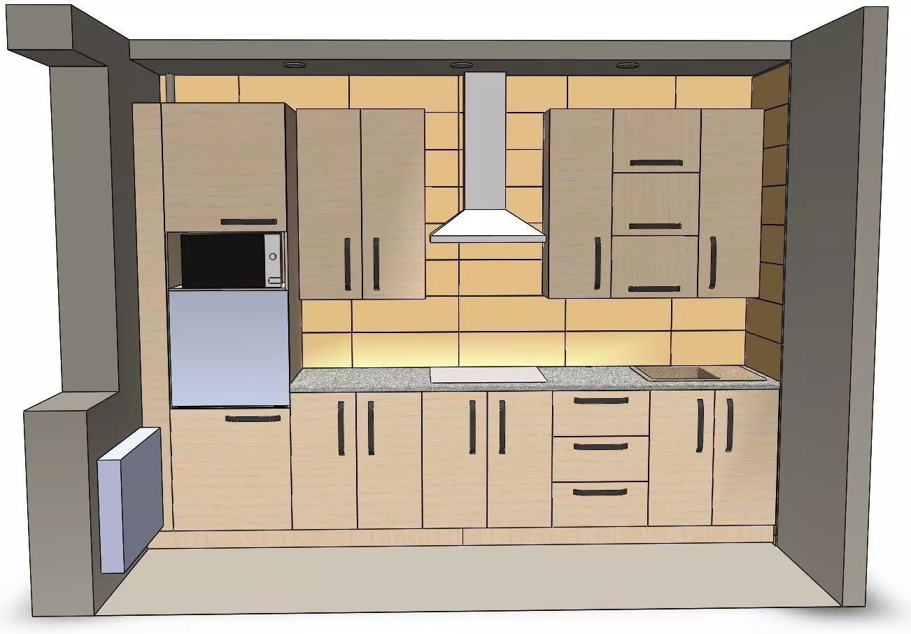 Kitchen wall 3D model_0
