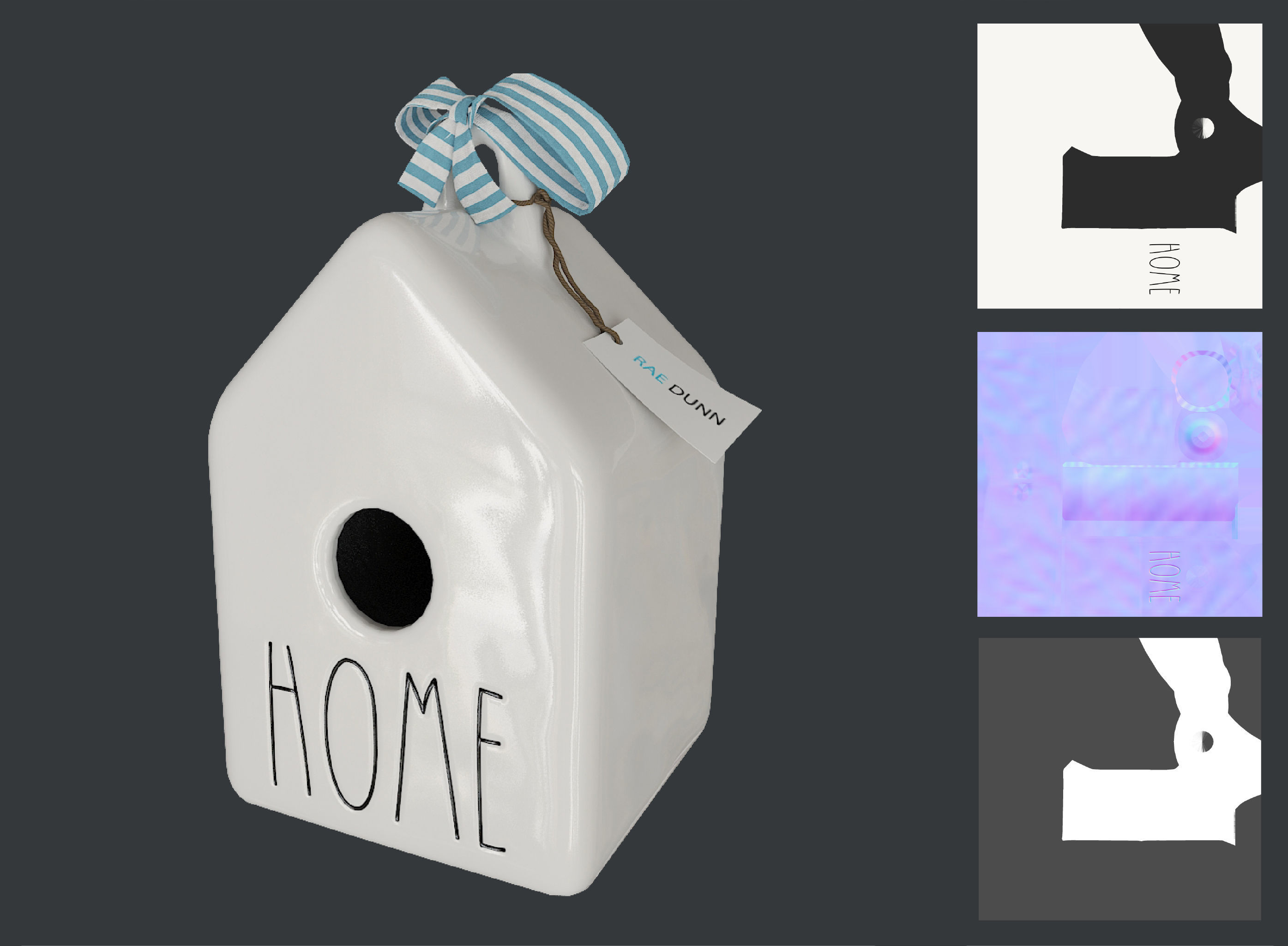 Rae Dunn Bird House Low-poly 3D model_1
