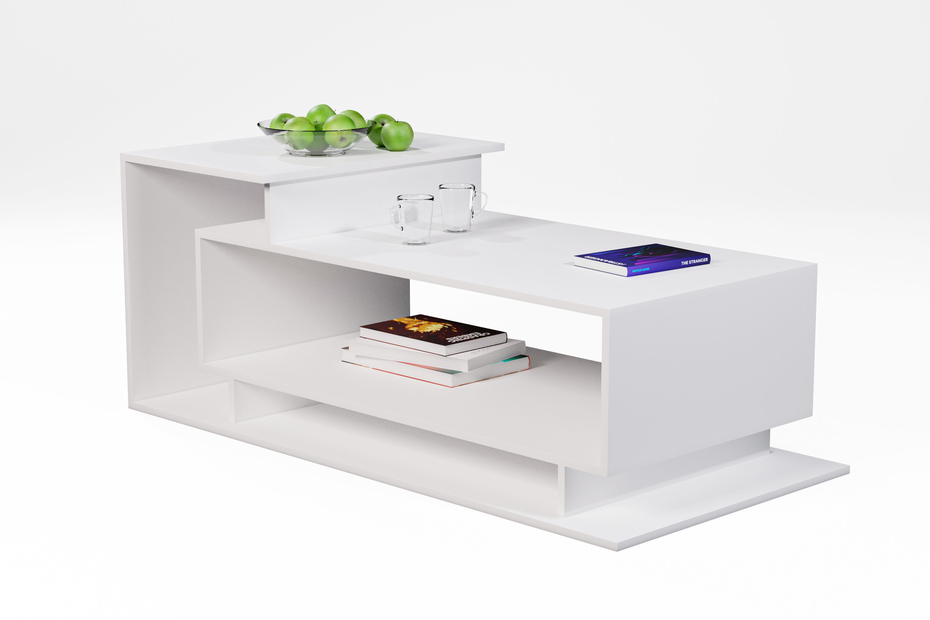 White Coffee Table 3D model_7