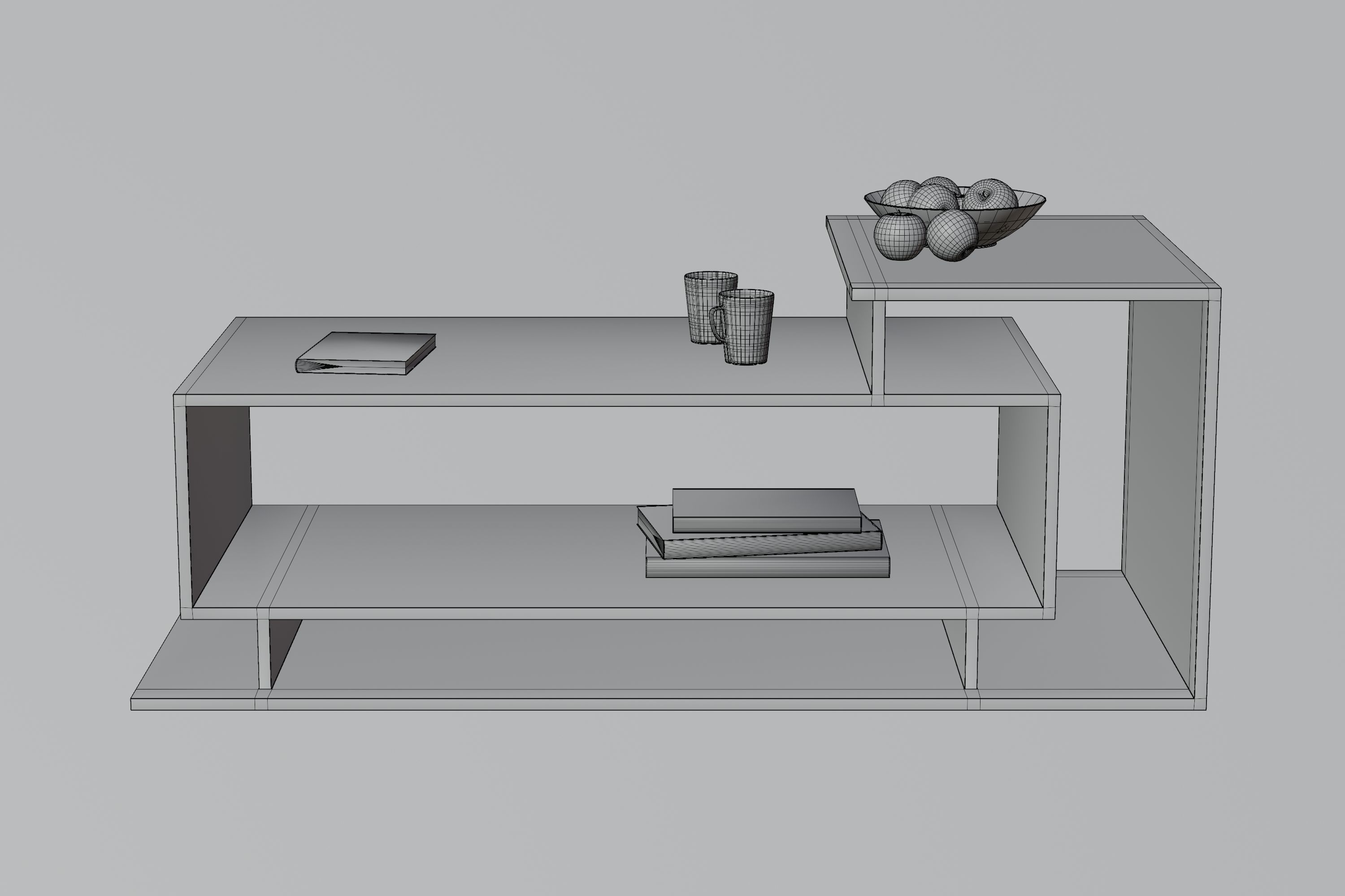 White Coffee Table 3D model_2