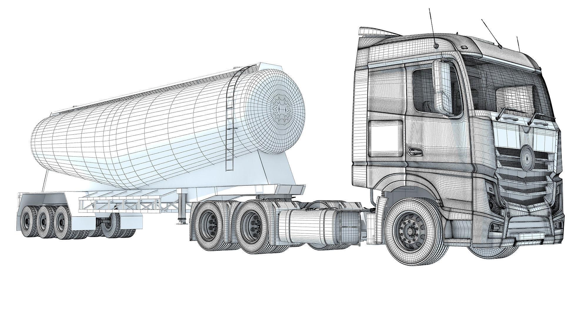 Truck with Tank Trailer 3D model_19