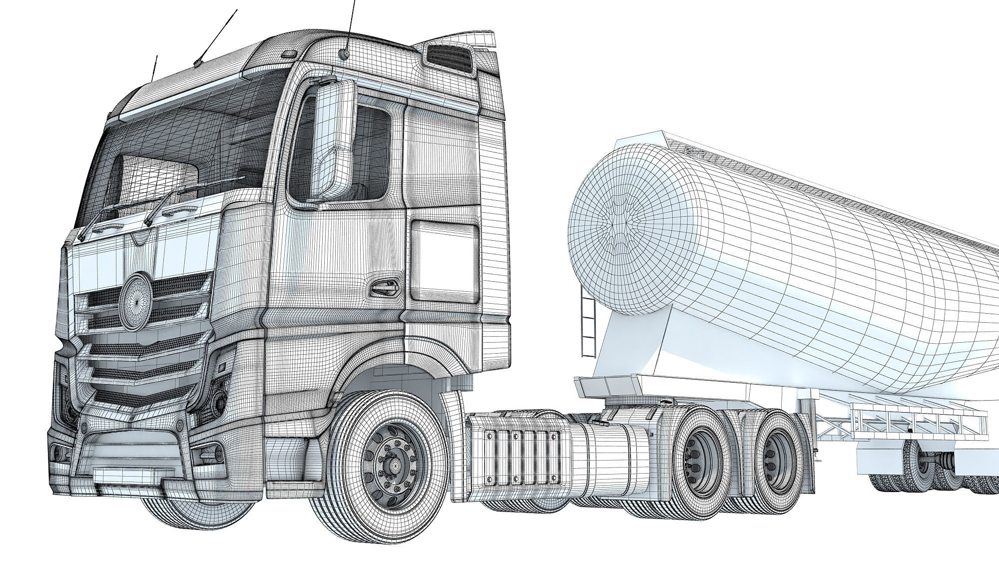 Truck with Tank Trailer 3D model_20