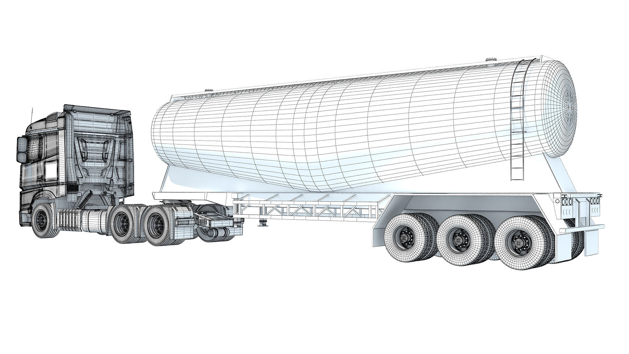 Truck with Tank Trailer 3D model_17