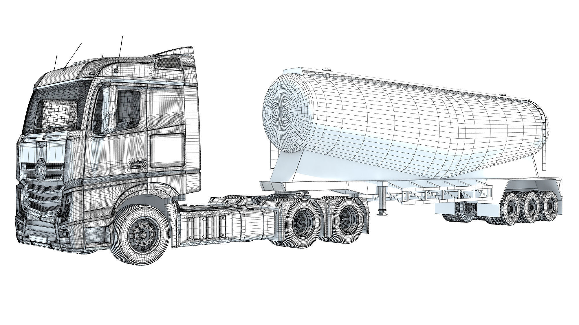 Truck with Tank Trailer 3D model_16