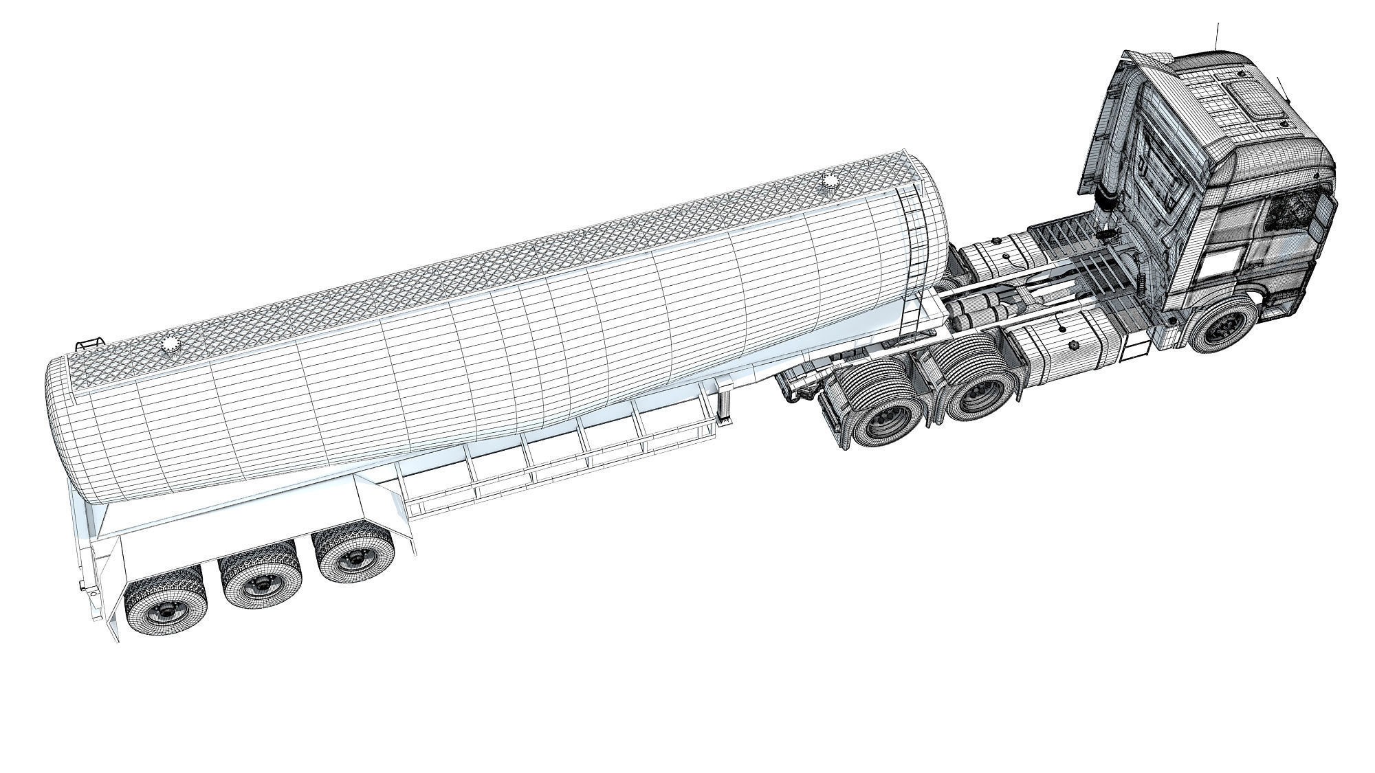 Truck with Tank Trailer 3D model_18