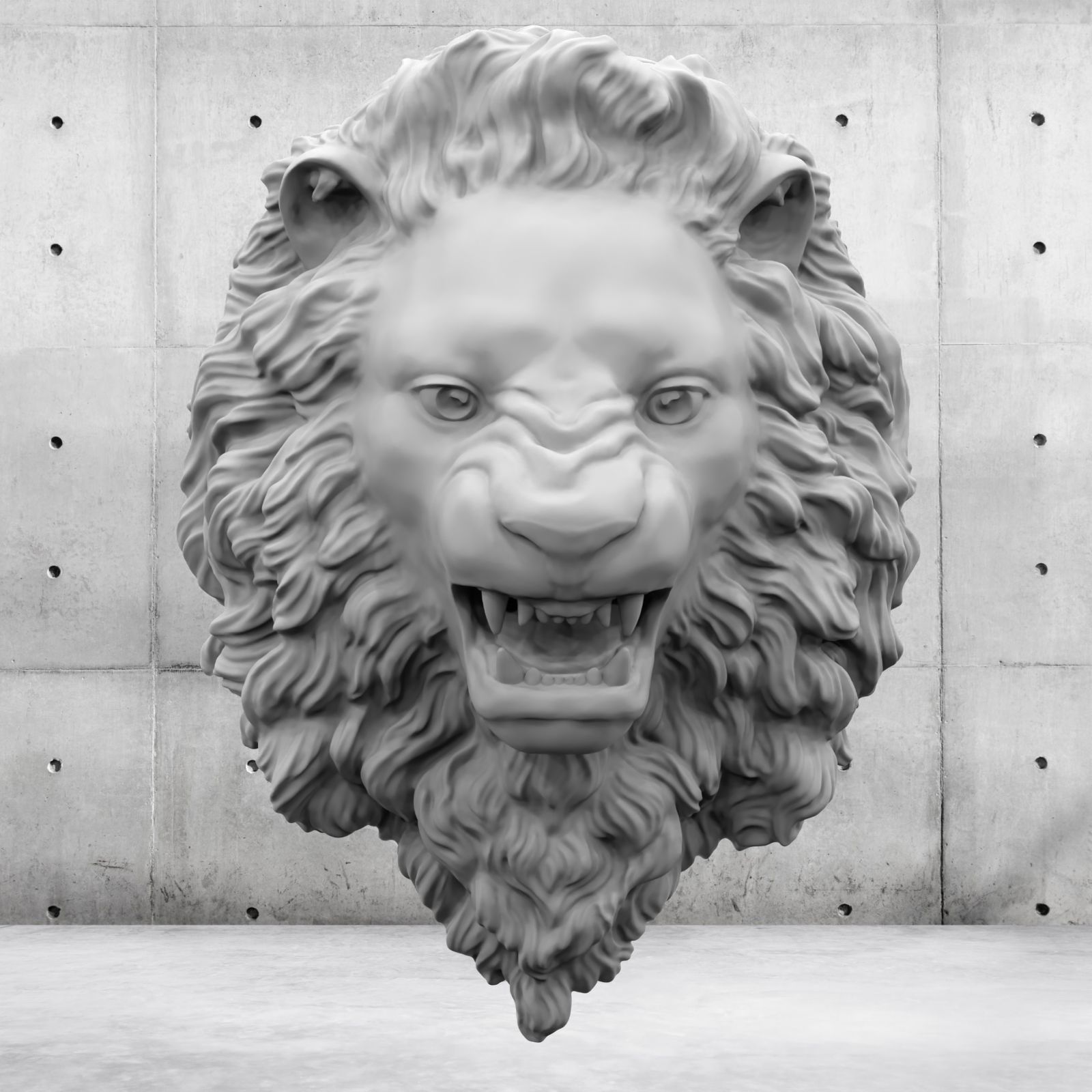Lion Head Relief  3D Print Model 3D print model_35
