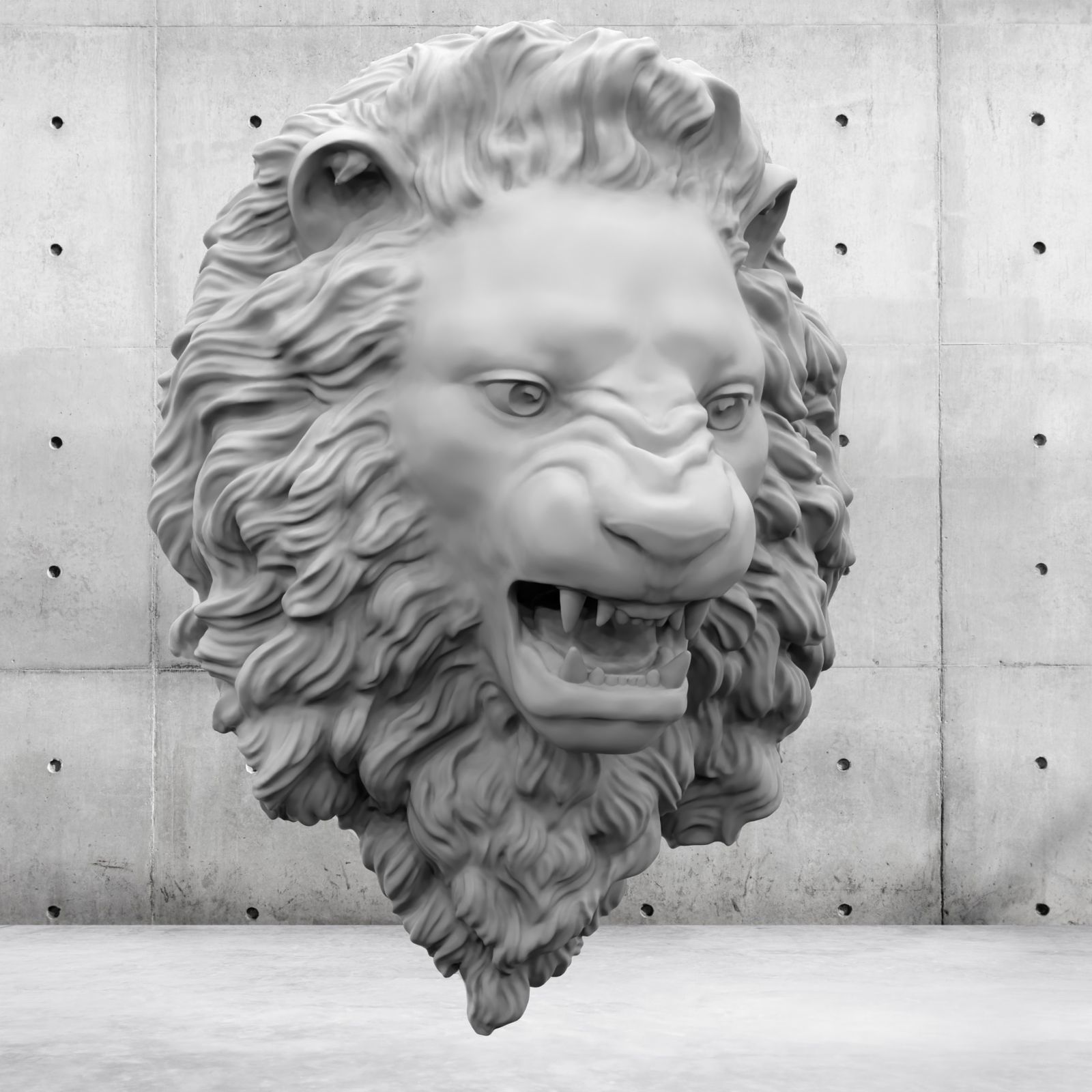 Lion Head Relief  3D Print Model 3D print model_42