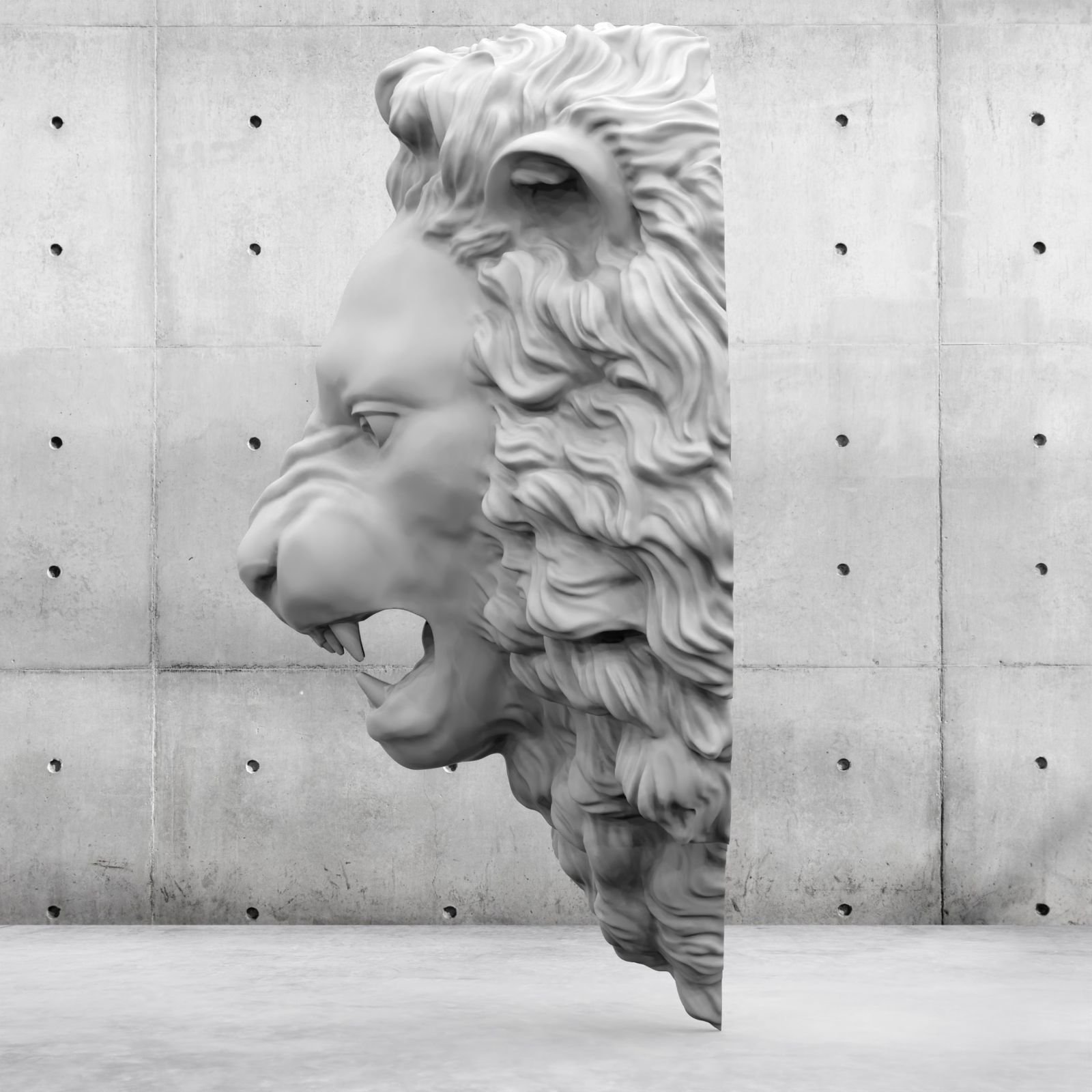 Lion Head Relief  3D Print Model 3D print model_40