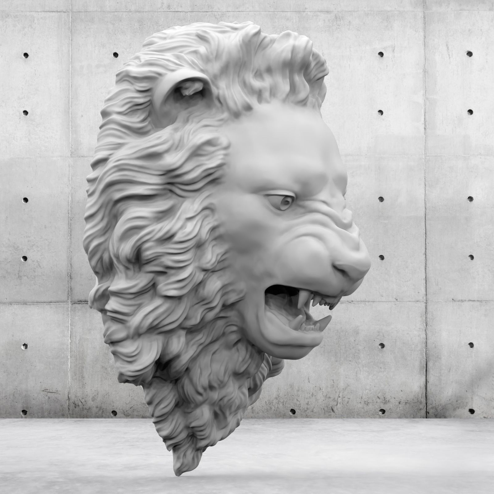 Lion Head Relief  3D Print Model 3D print model_44