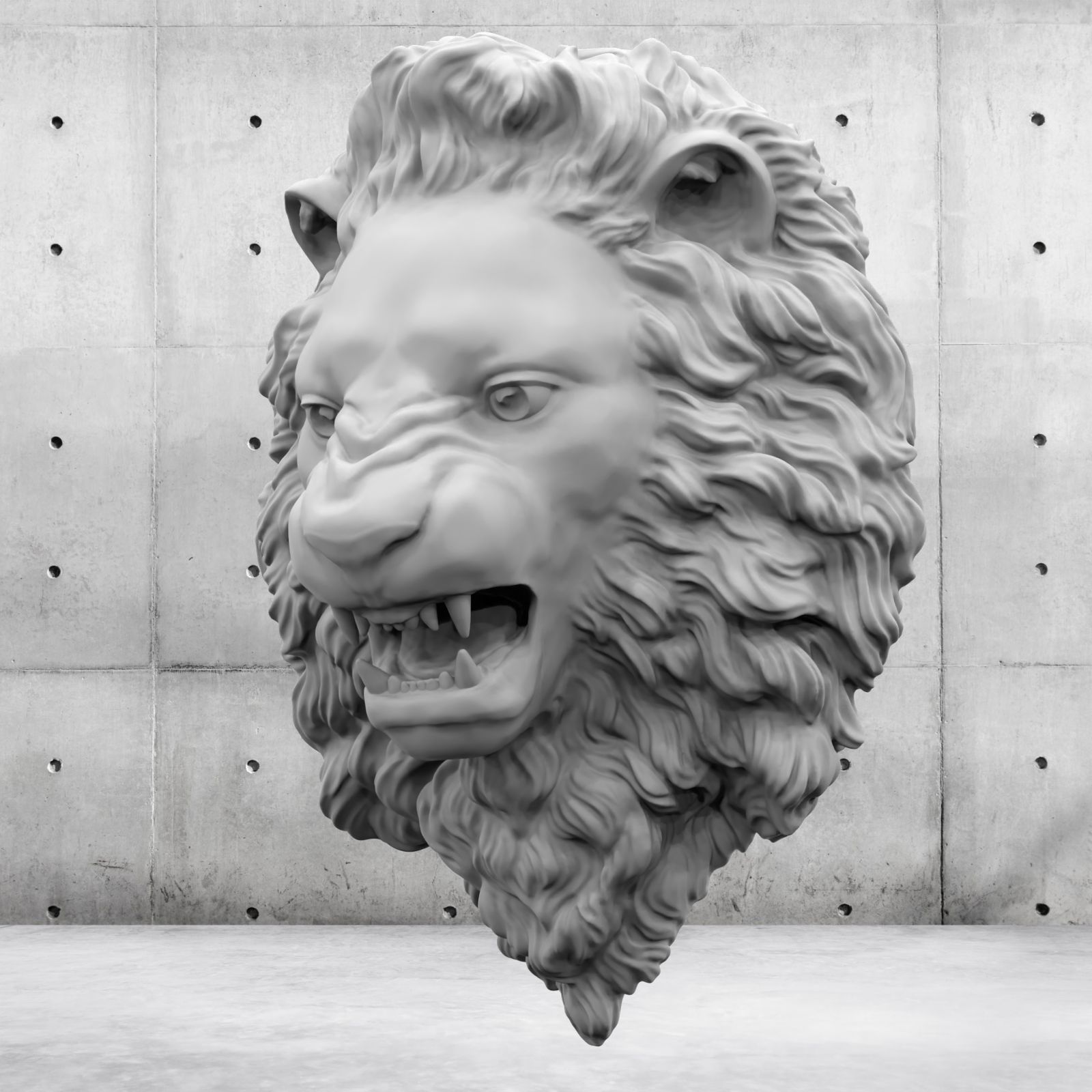 Lion Head Relief  3D Print Model 3D print model_37