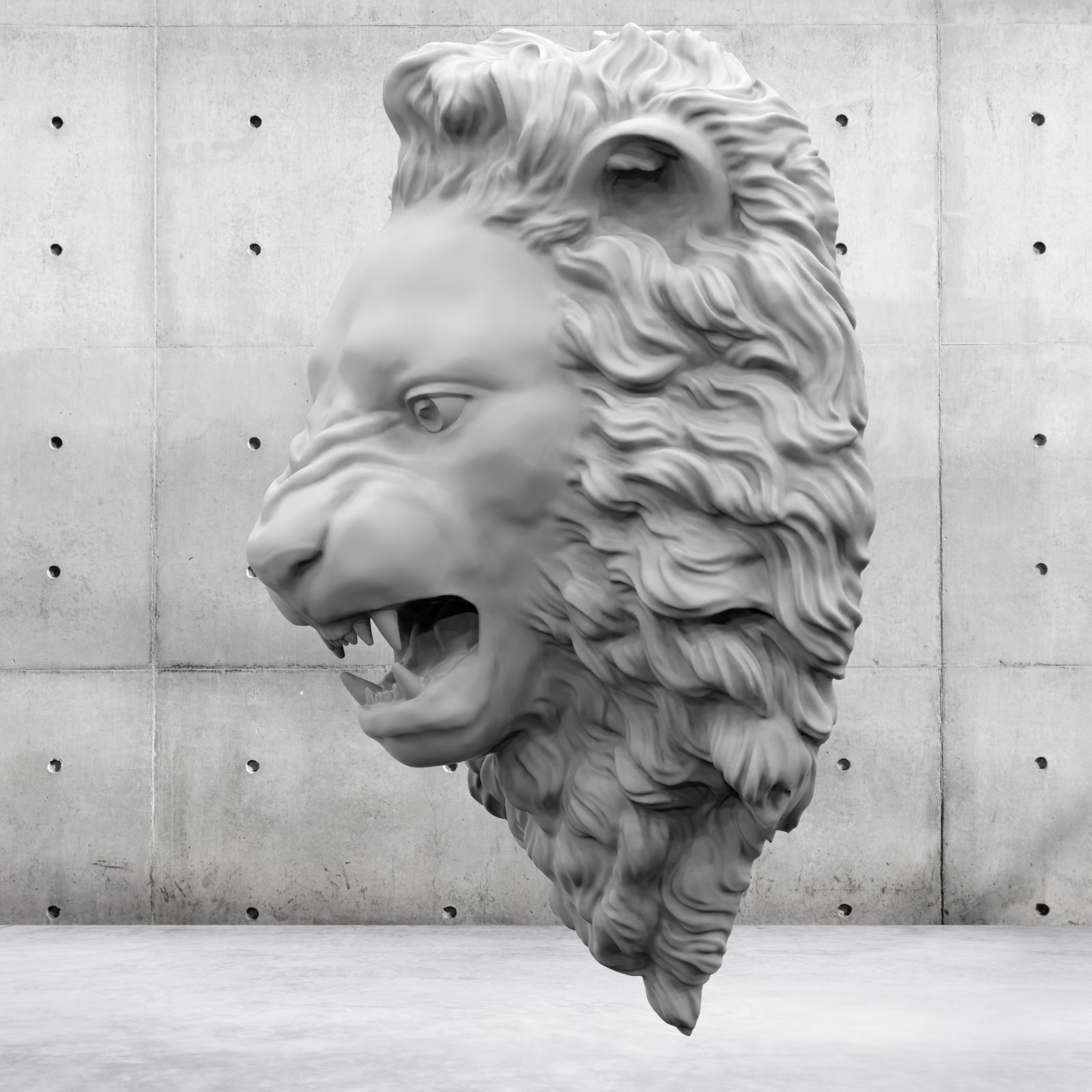 Lion Head Relief  3D Print Model 3D print model_39