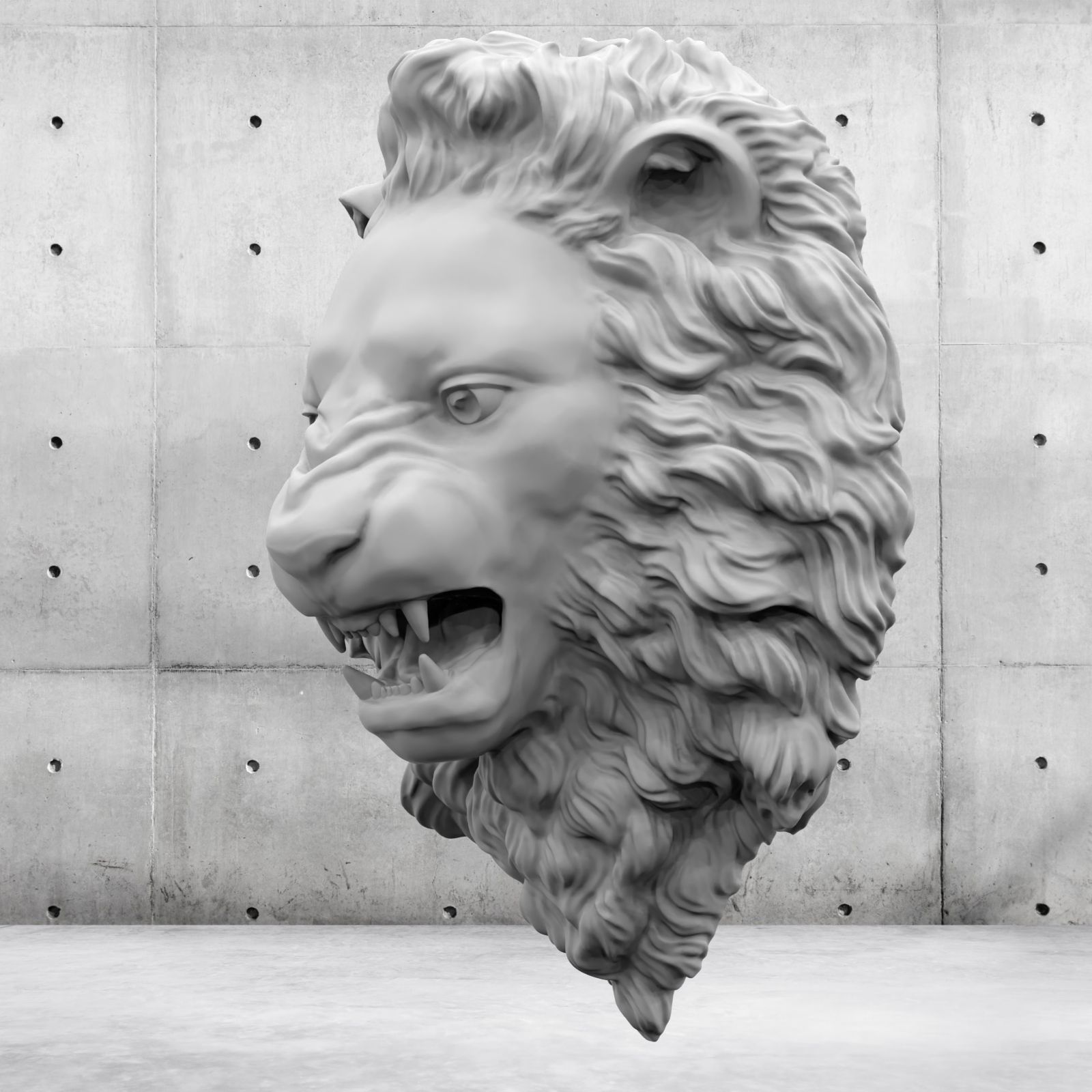 Lion Head Relief  3D Print Model 3D print model_38
