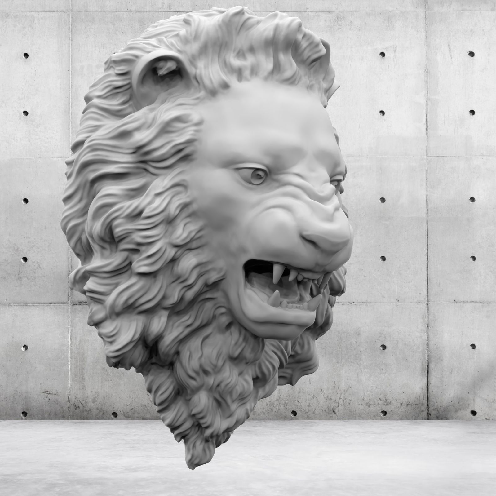 Lion Head Relief  3D Print Model 3D print model_43