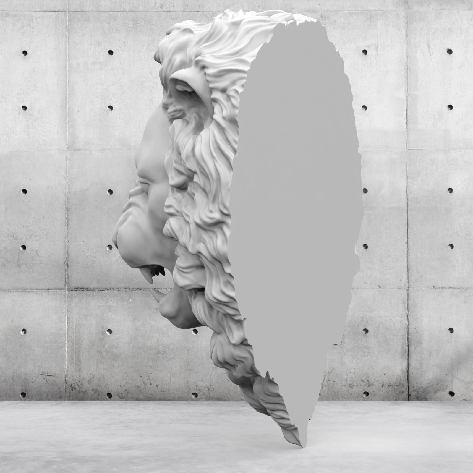 Lion Head Relief  3D Print Model 3D print model_41