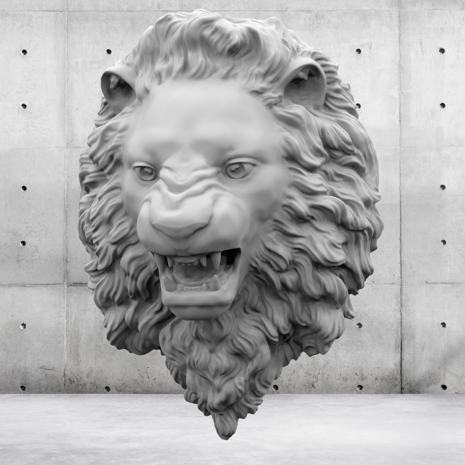 Lion Head Relief  3D Print Model 3D print model_36