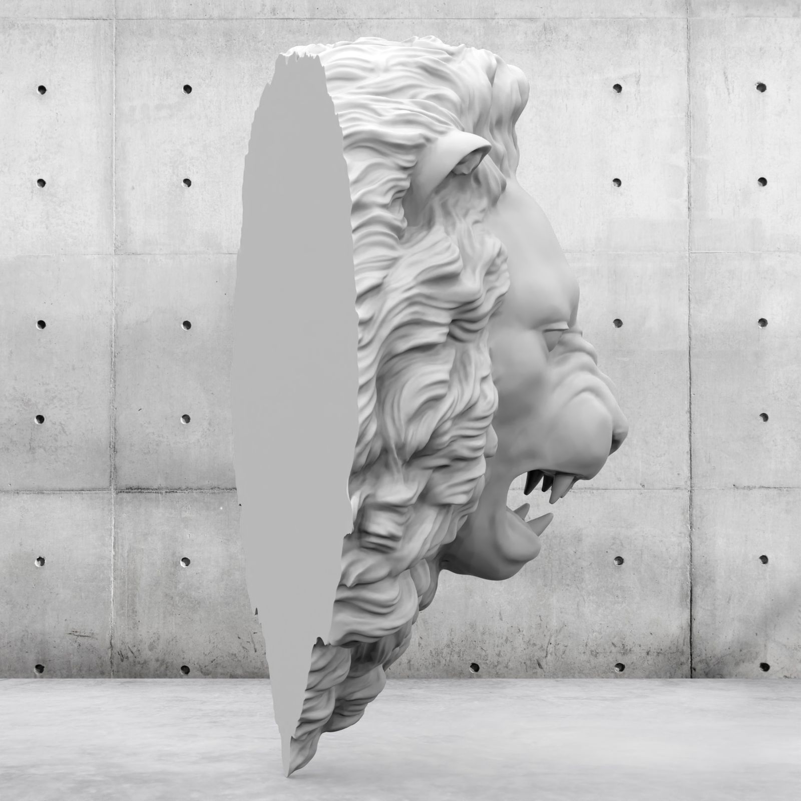 Lion Head Relief  3D Print Model 3D print model_48