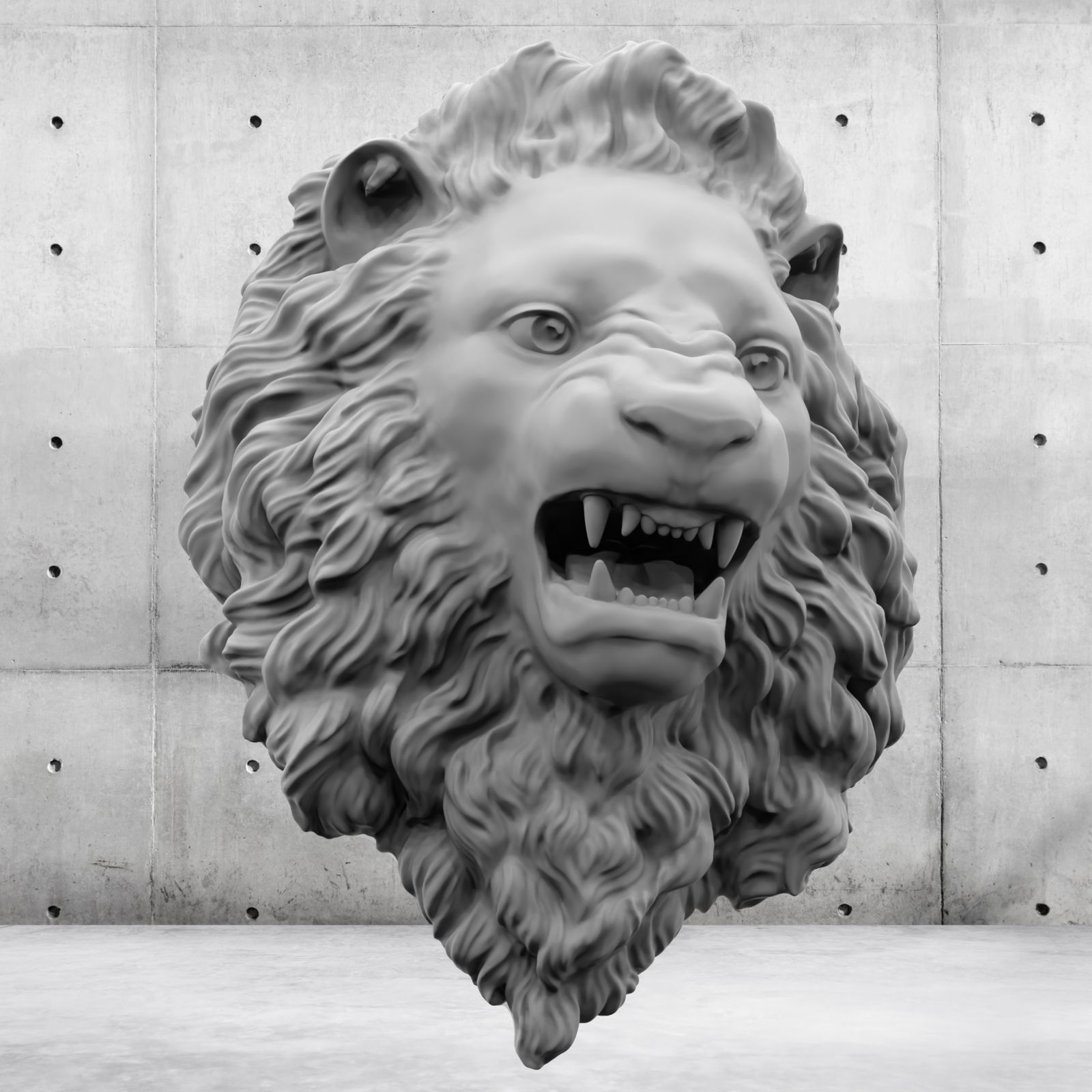 Lion Head Relief  3D Print Model 3D print model_49