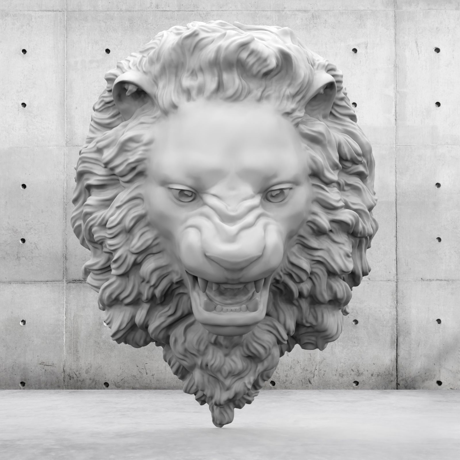 Lion Head Relief  3D Print Model 3D print model_50