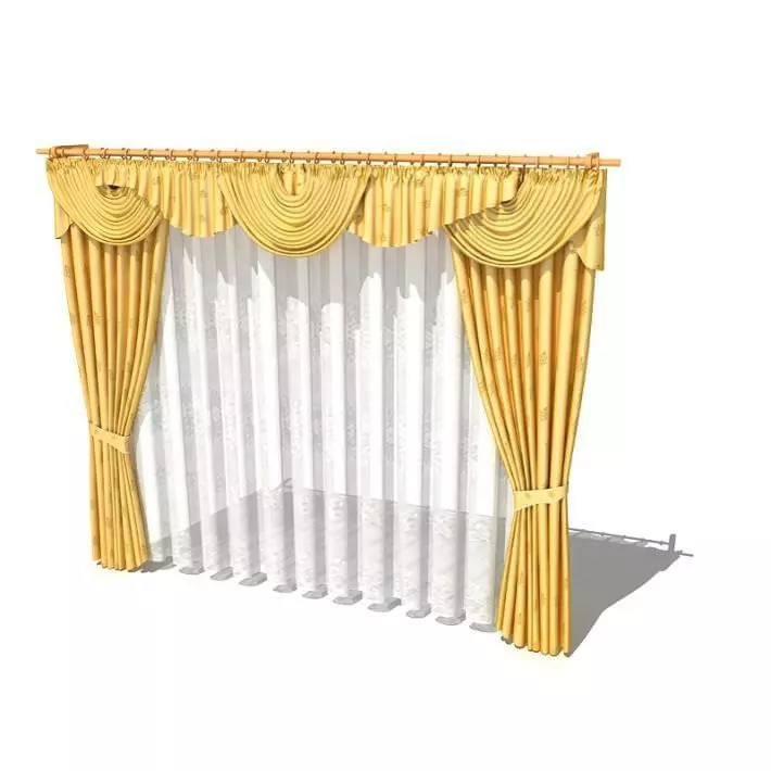 Curtain With Valance And Sheer 3D model_0