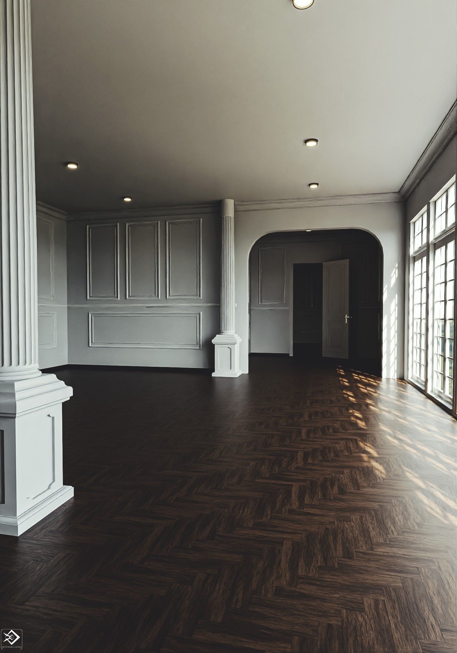 Royal Empty House Rooms Low-poly 3D model_13