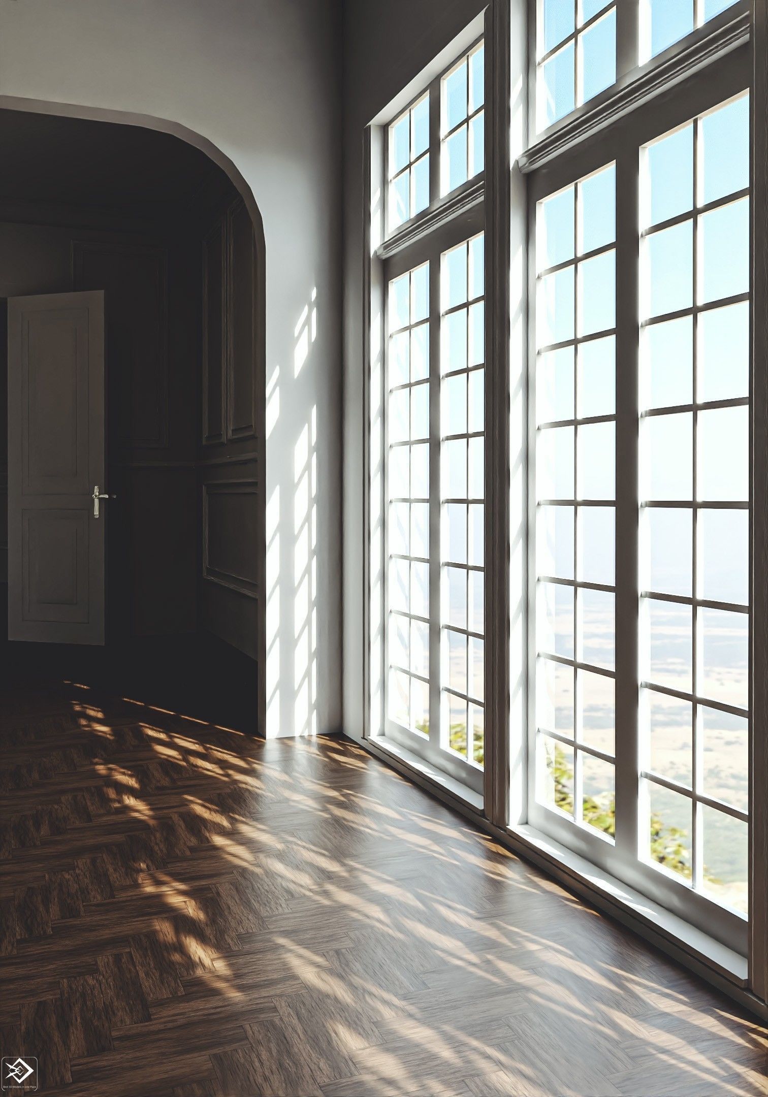 Royal Empty House Rooms Low-poly 3D model_2