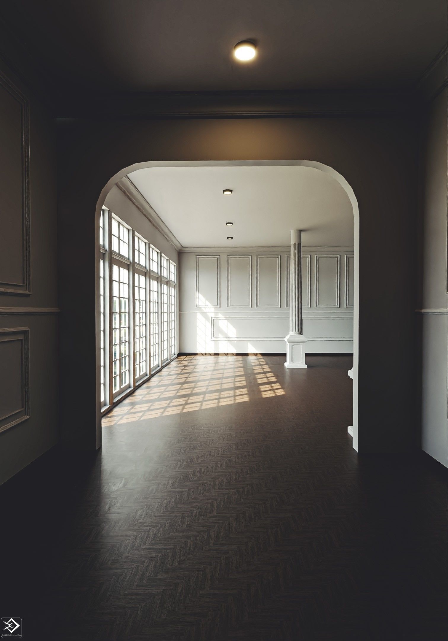 Royal Empty House Rooms Low-poly 3D model_8