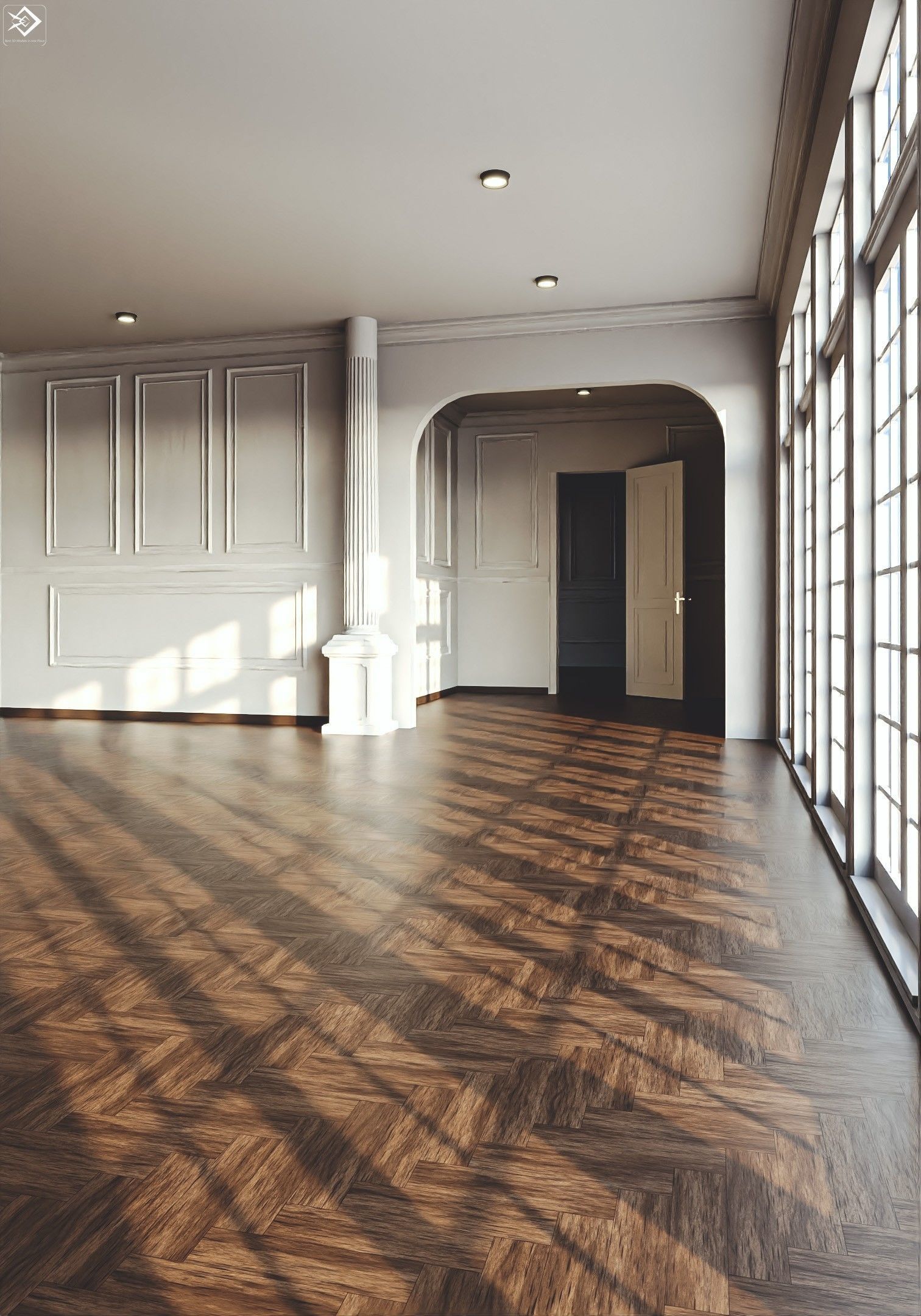 Royal Empty House Rooms Low-poly 3D model_6